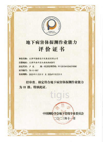 地下病害體探測作業能力評價證書